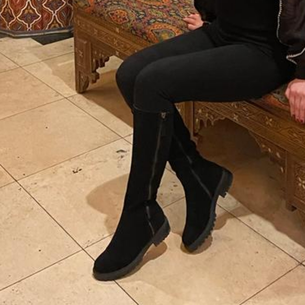 Good condition,  natural demi boots suede